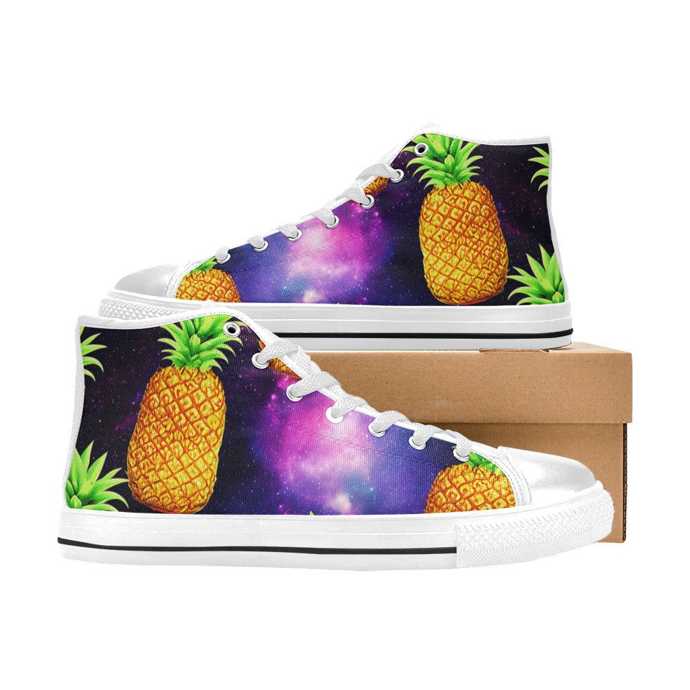 WOMEN'S Galaxy Pineapples High Top Canvas Surreal Custom Shoes