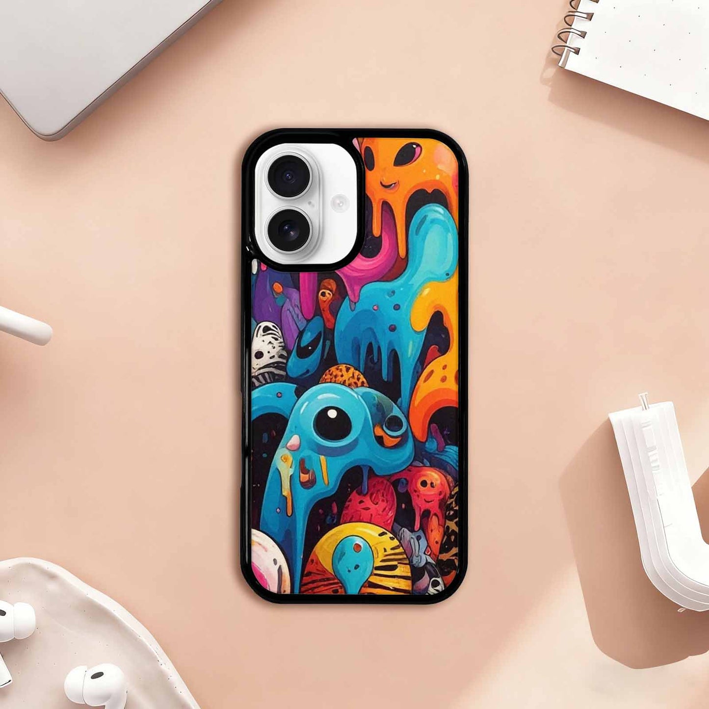 iPhone 17 Case — Melting Aliens Pattern Alien Scifi, Original Design Phone Case