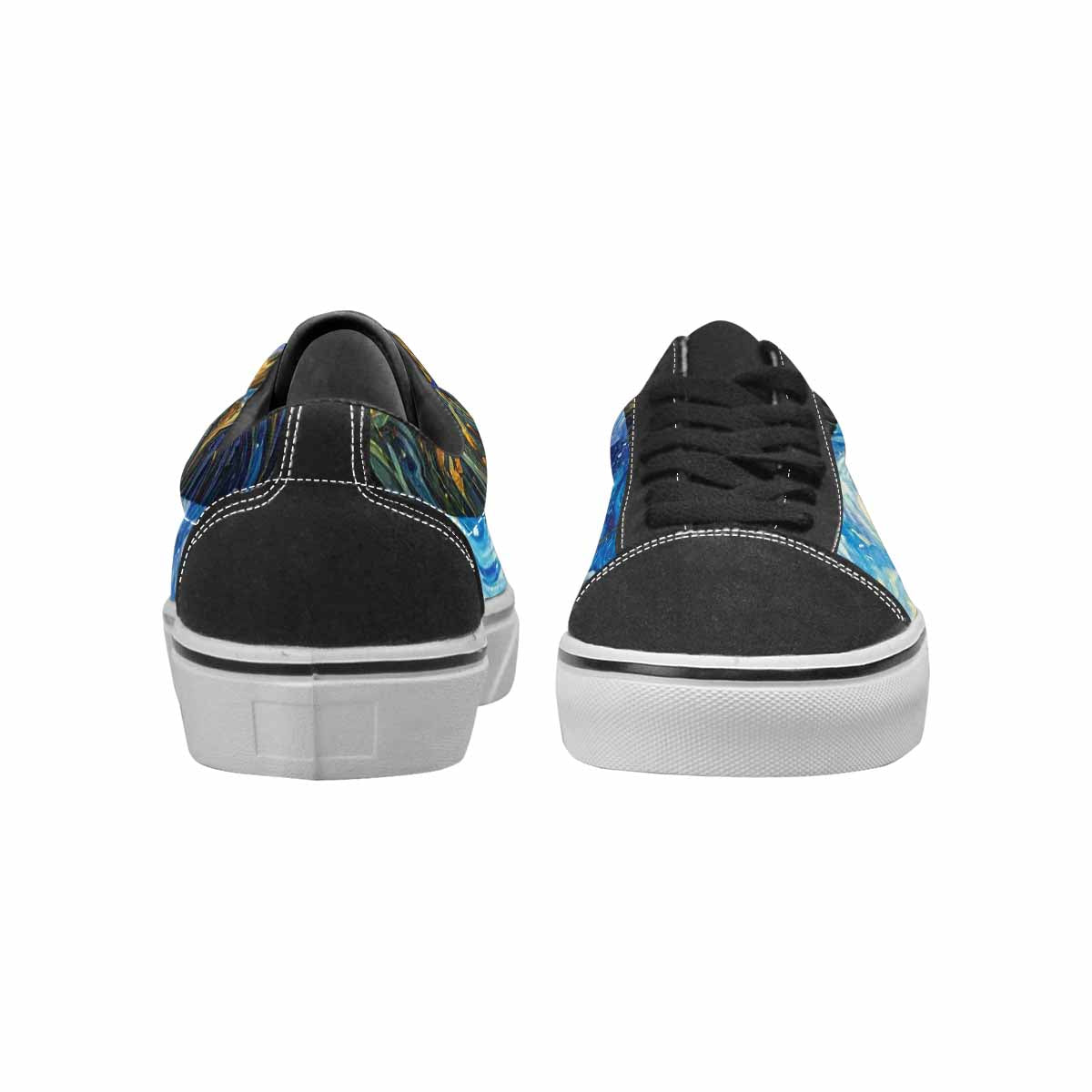 WOMEN'S Van Gogh-Style Swirl Canvas Lace-Up Neon Fantasy Custom Sneakers