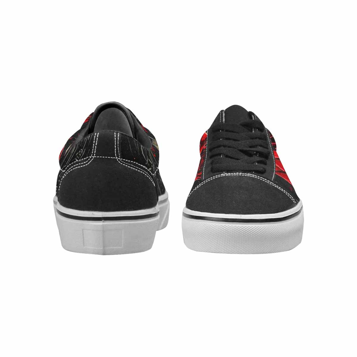 WOMEN'S Barbed Wire Black & Red Ink Canvas Artist-designed Kaleidoscope Custom Art Shoes