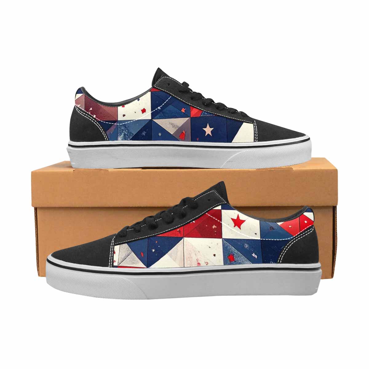 WOMEN'S American Flag Stars Canvas Lace-Up Vibrant Chaos Shoes