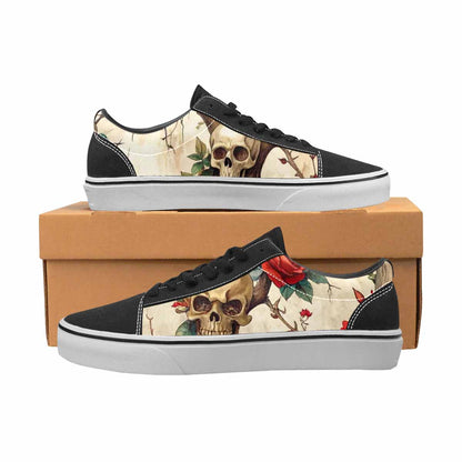 WOMEN'S Skull Roses Tree Lace-Up Canvas Wallpaper Art Custom Sneakers