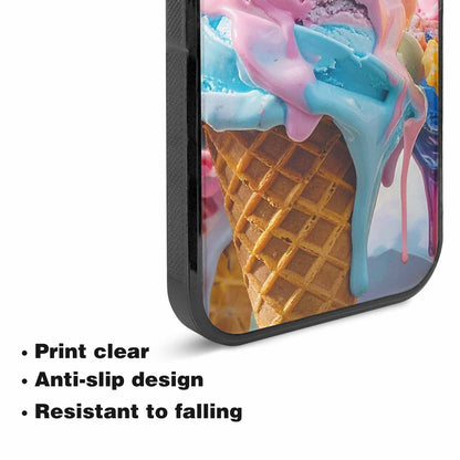 iPhone 15 Plus Case — Collage Of Overlapping Waffle Cone Icecream, Customized Protective Case