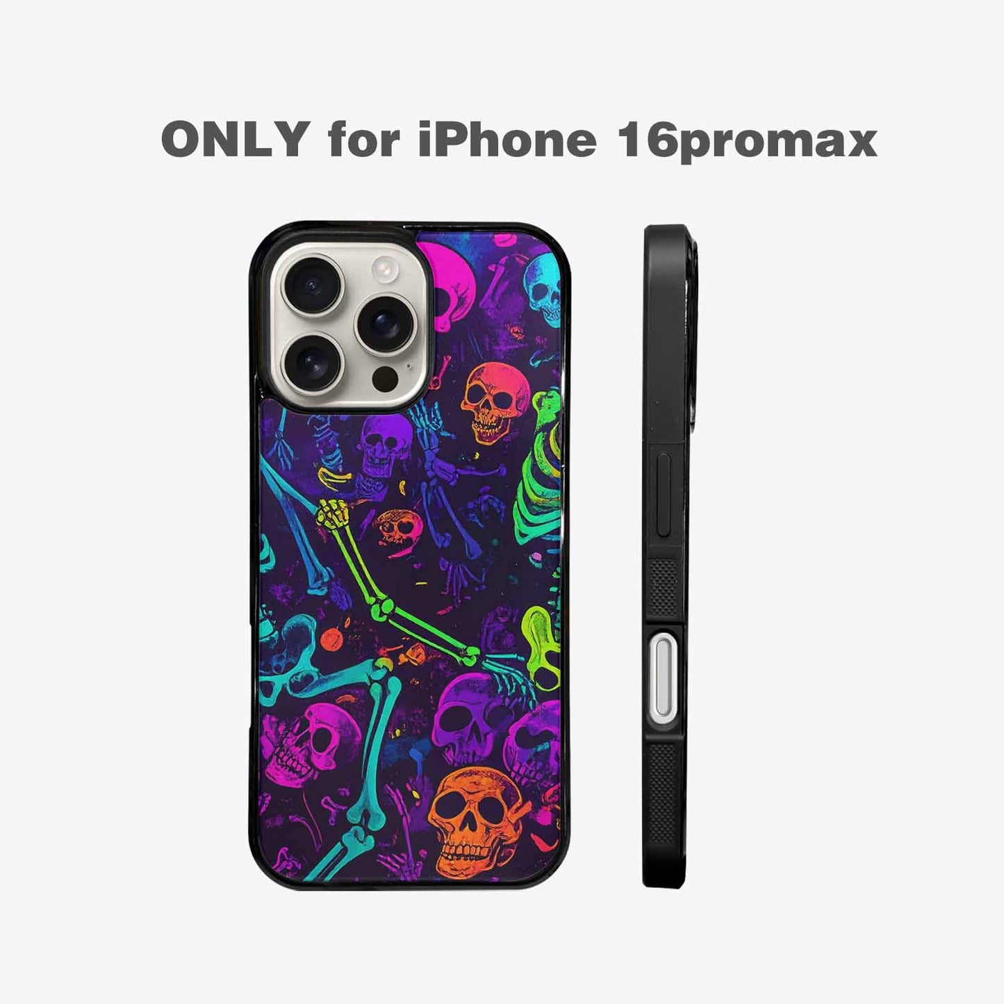 iPhone 16 Pro Max Case — Glowing Skeleton Pattern Hundreds Of Small, Custom Phone Case