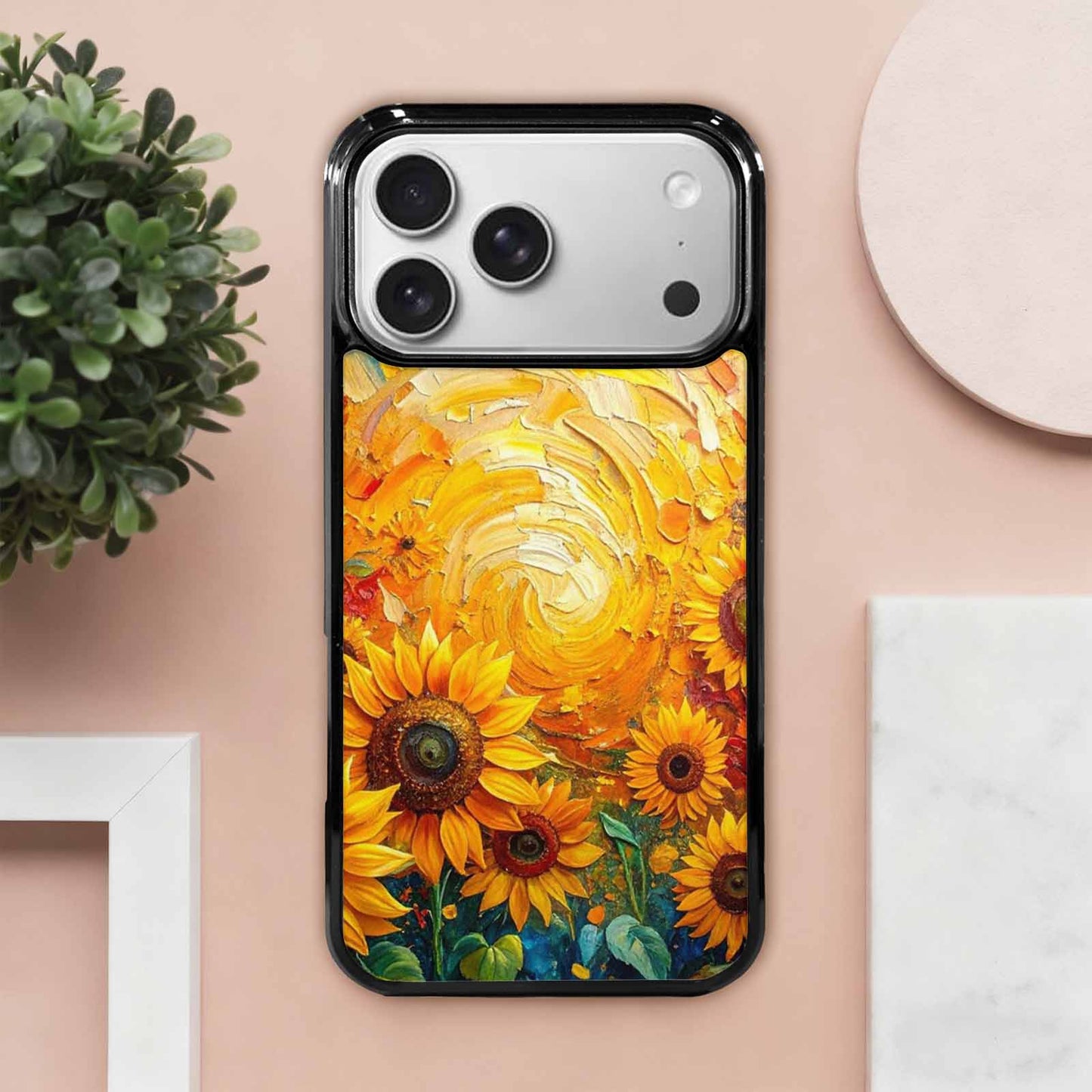 iPhone 17 Pro Max Case — Impressionist Sunflower Brushstroke Pattern Floral, Customized Protective Case