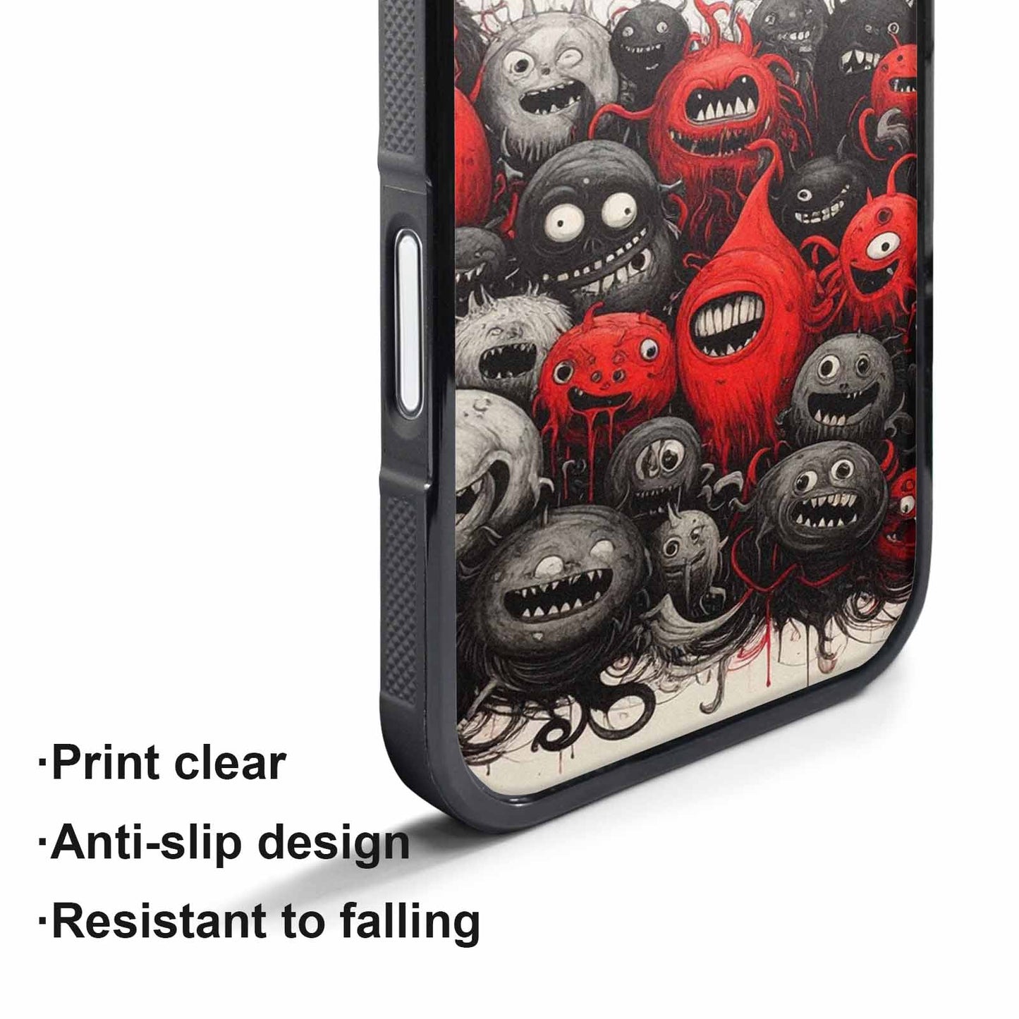 iPhone 17 Pro Max Case — Black &amp; Red Ink Cartoon Cute, Original Design Phone Case