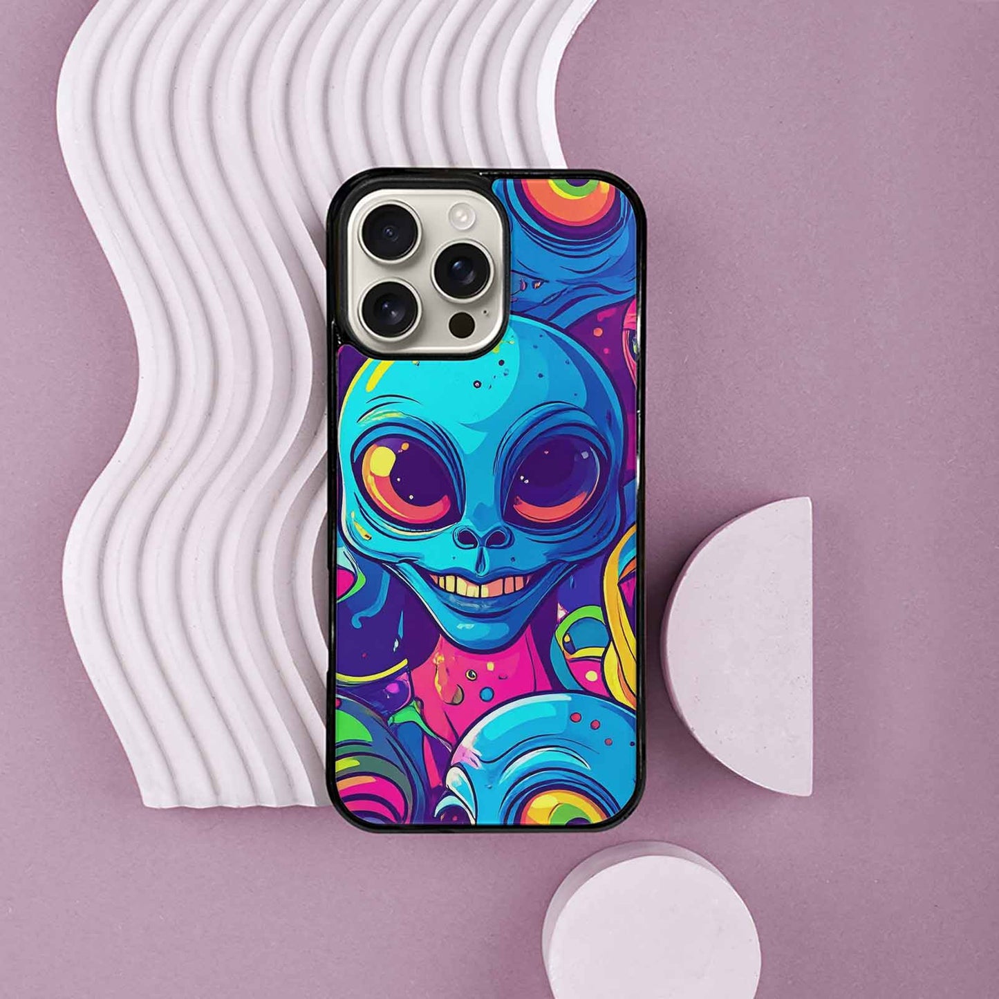 iPhone 16 Pro Max Case — Alien Ufo Cartoon, Unique Phone Case Design