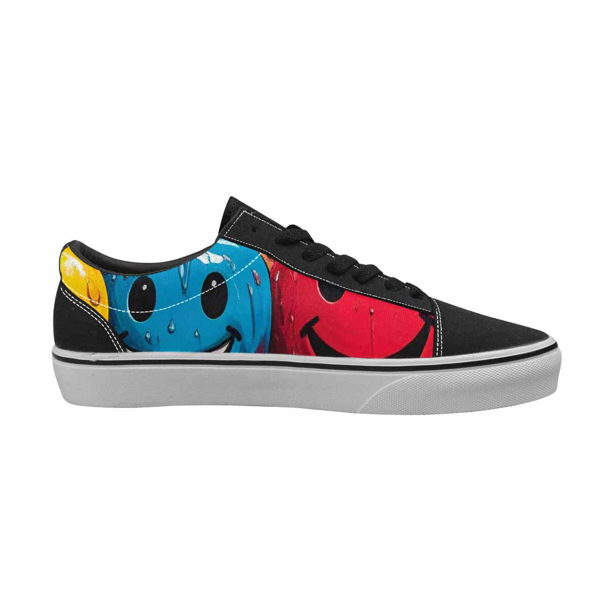 WOMEN'S Smiley Faces Lace-Up Canvas Wallpaper Art Custom Sneakers
