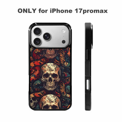 iPhone 17 Pro Max Case — Snake Skulls Print Gothic Skulls, Custom Made Phone Cover