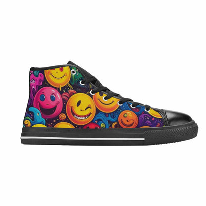 MEN'S Yellow Smiley Face High Top Canvas Y2K Custom Sneakers