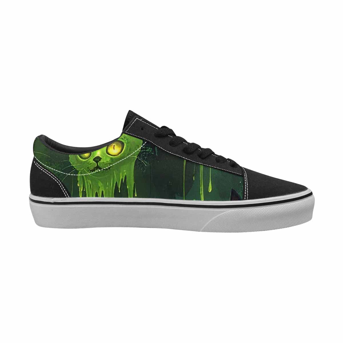 WOMEN'S Toxic Melting Skeleton Cats Lace-Up Canvas Vibrant Chaos Sneakers