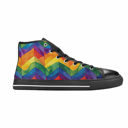 MEN'S Rainbow Pride Flag High Top Canvas Grunge Custom Sneakers