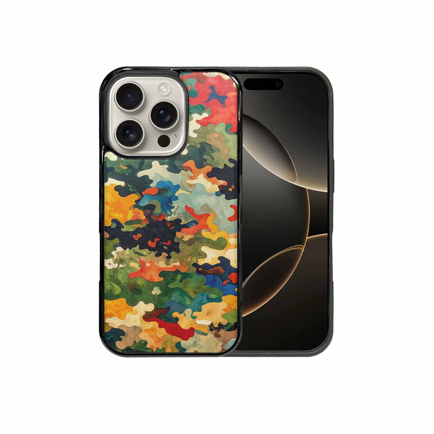 iPhone 16 Pro Case — Camo Patches Full Color Vibrant Camo, Custom Phone Case