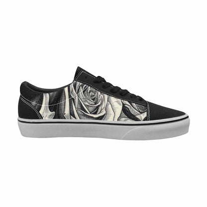 WOMEN'S Skulls Roses Pen Ink Canvas Lace-Up Cottagecore Custom Shoes