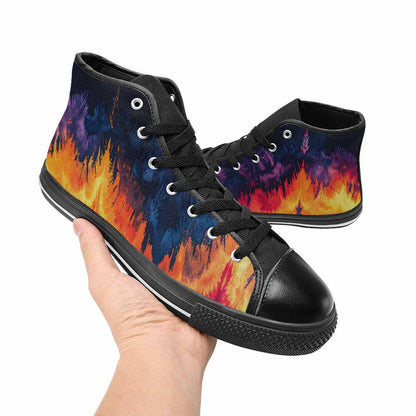 WOMEN'S Tie Dye Dark High Top Canvas Vibrant Chaos Custom Sneakers