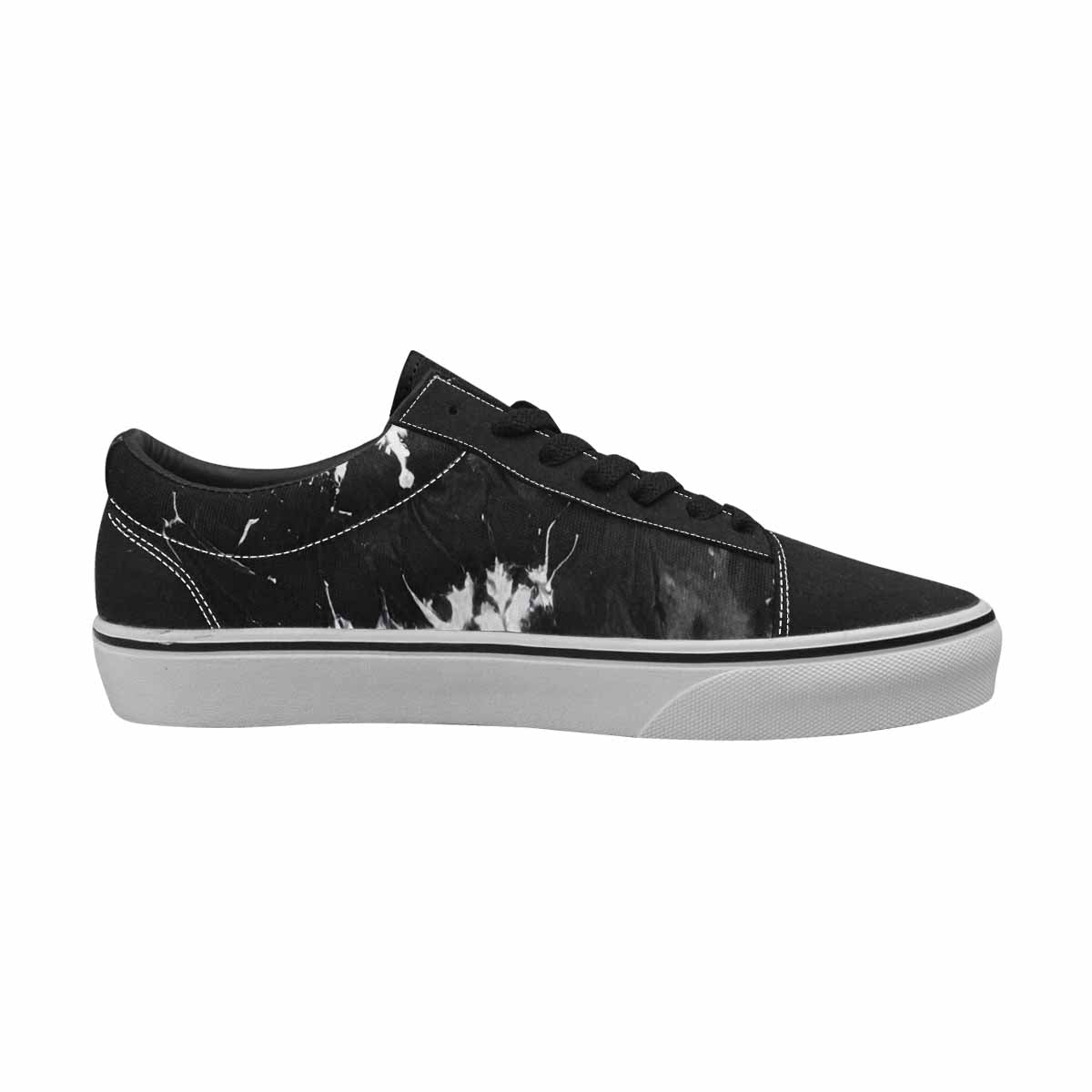 WOMEN'S Tie Dye Acid Wash Black White Canvas Lace-Up Grunge Shoes
