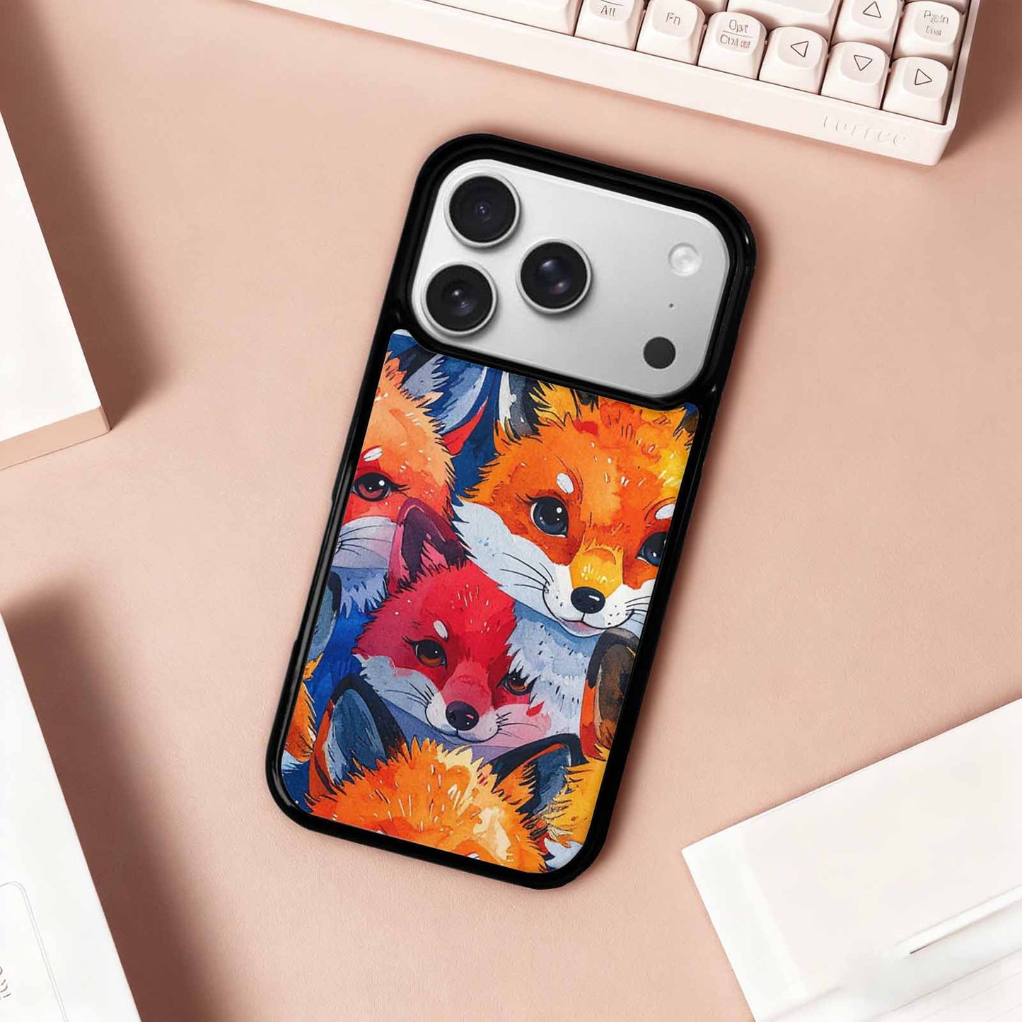 iPhone 17 Pro Case — Watercolor Kawaii Fox Faces Watercolor Abstract, Custom Made Phone Cover