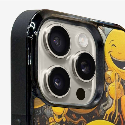 iPhone 16 Pro Max Case — Melting Moon Smiley Red Splatt, Custom Designed Case Cover