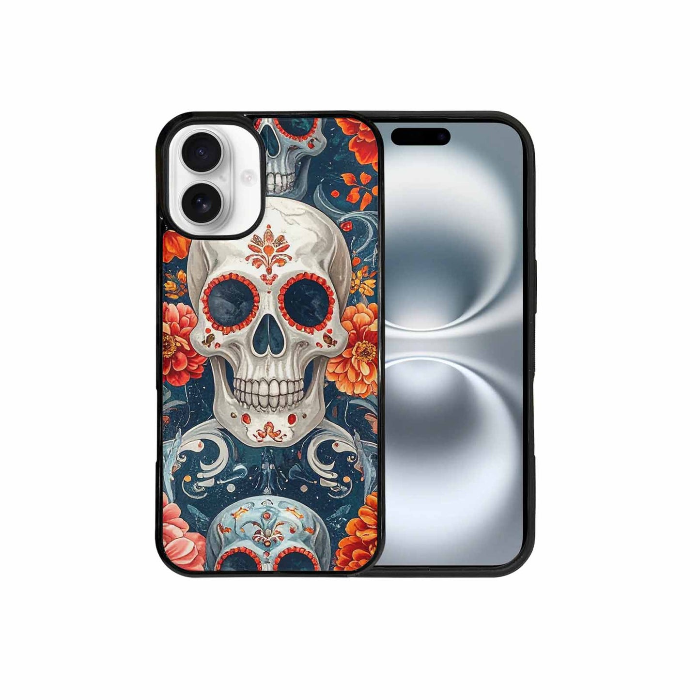 iPhone 16 Plus Case — Marble Skull Custom, Custom Phone Case
