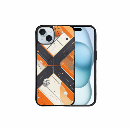iPhone 15 Plus Case — Basketball Pattern Court Lines And Balls, Unique Phone Case Design