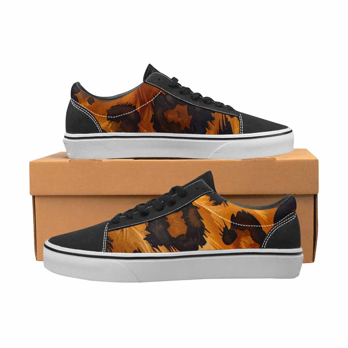 MEN'S Leopard Soft Airbrush Gradient Canvas Lace-Up Aesthetic Sneakers