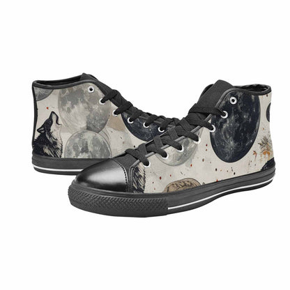 WOMEN'S Wolf Silhouette Moon High Top Canvas Vivid Sneakers