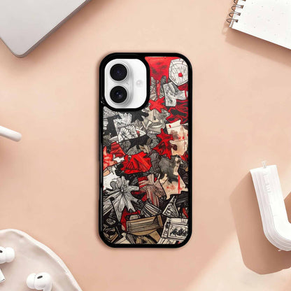 iPhone 17 Case — Black &amp; Red Ink Camo, Custom Printed Phone Case