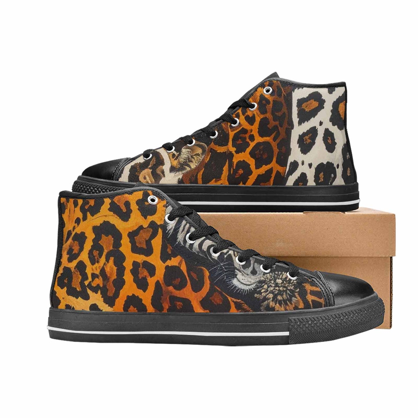 WOMEN'S Animal Print High Top Canvas Neon Fantasy Shoes