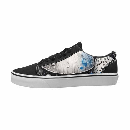 MEN'S Mushrooms Black & Blue Ink Canvas Made To Order Kaleidoscope Custom Sneakers