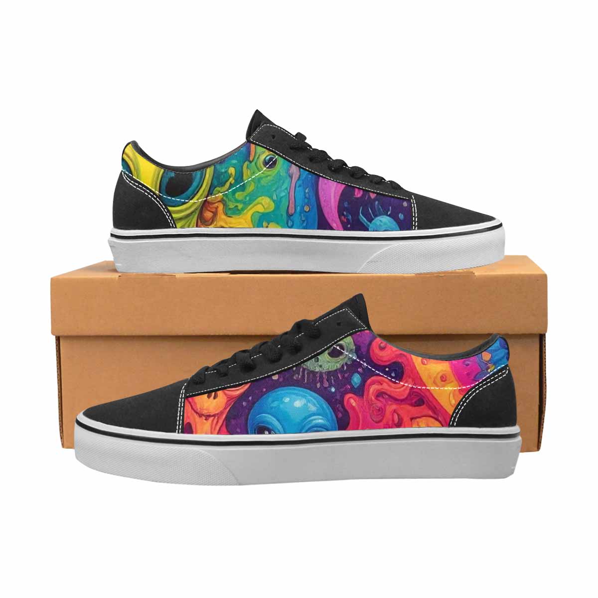 WOMEN'S Aliens  Tie Dye Lace-Up Canvas Vibrant Chaos Sneakers