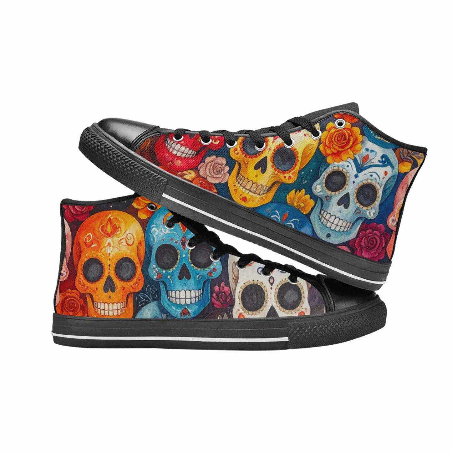 WOMEN'S Skull High Top Canvas Aesthetic Custom Sneakers