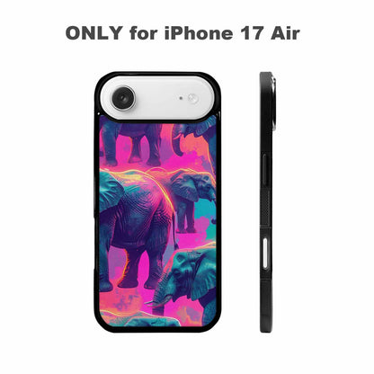 iPhone 17 Air Case — Neon Pizza Elephant Silhouette Original Art, Customized Protective Case