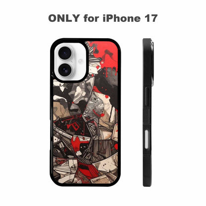 iPhone 17 Case — Black &amp; Red Ink Camo, Customized Protective Case