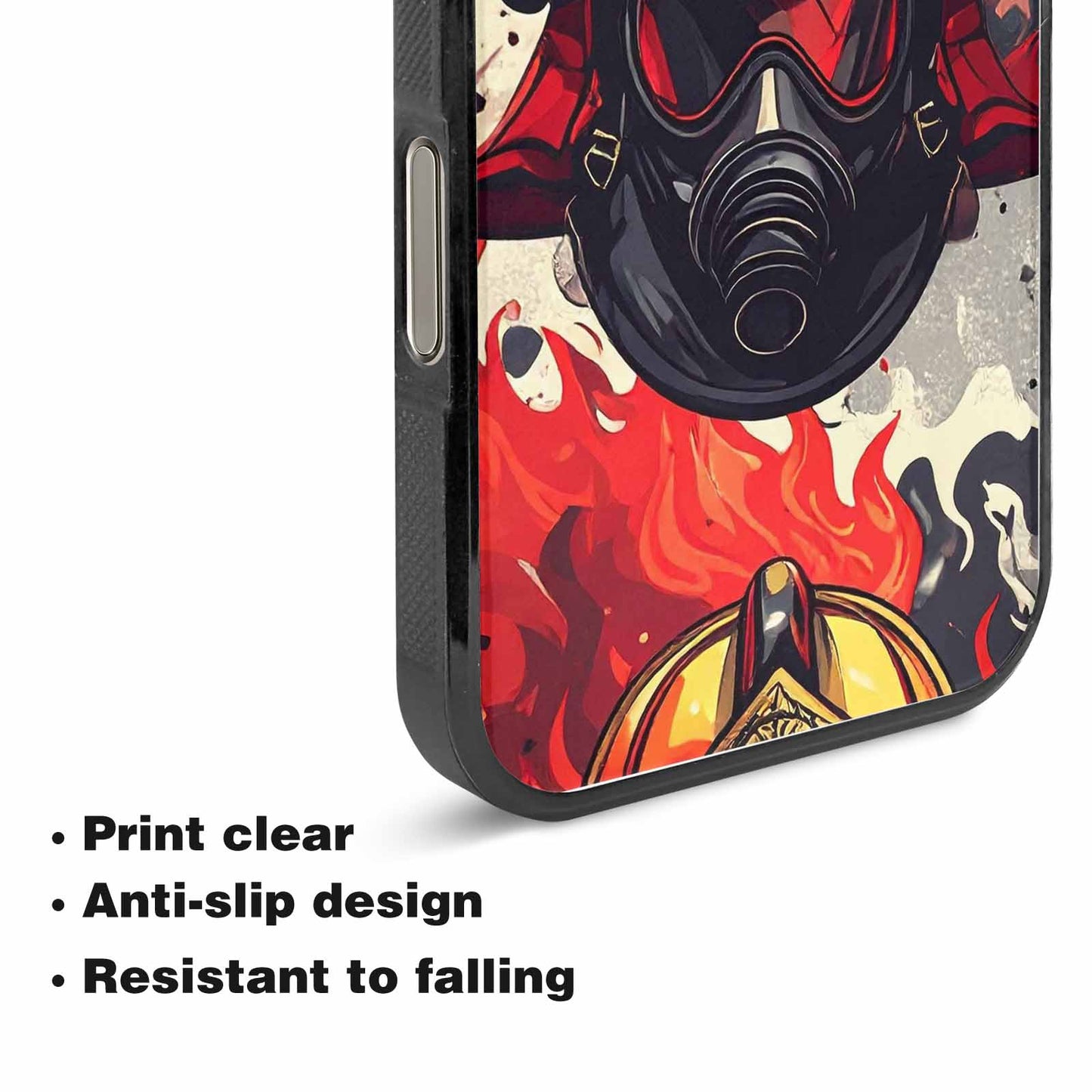 iPhone 15 Pro Max Case — Firefighter Pattern Flames Axes Helmets Seamless, Custom Art Phone Cover