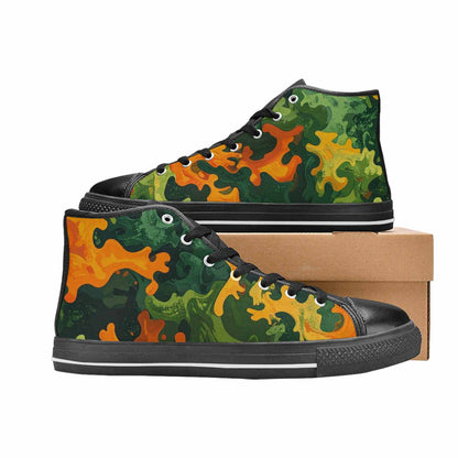 WOMEN'S Military Camouflage Blotch High Top Canvas Vibrant Chaos Custom Shoes