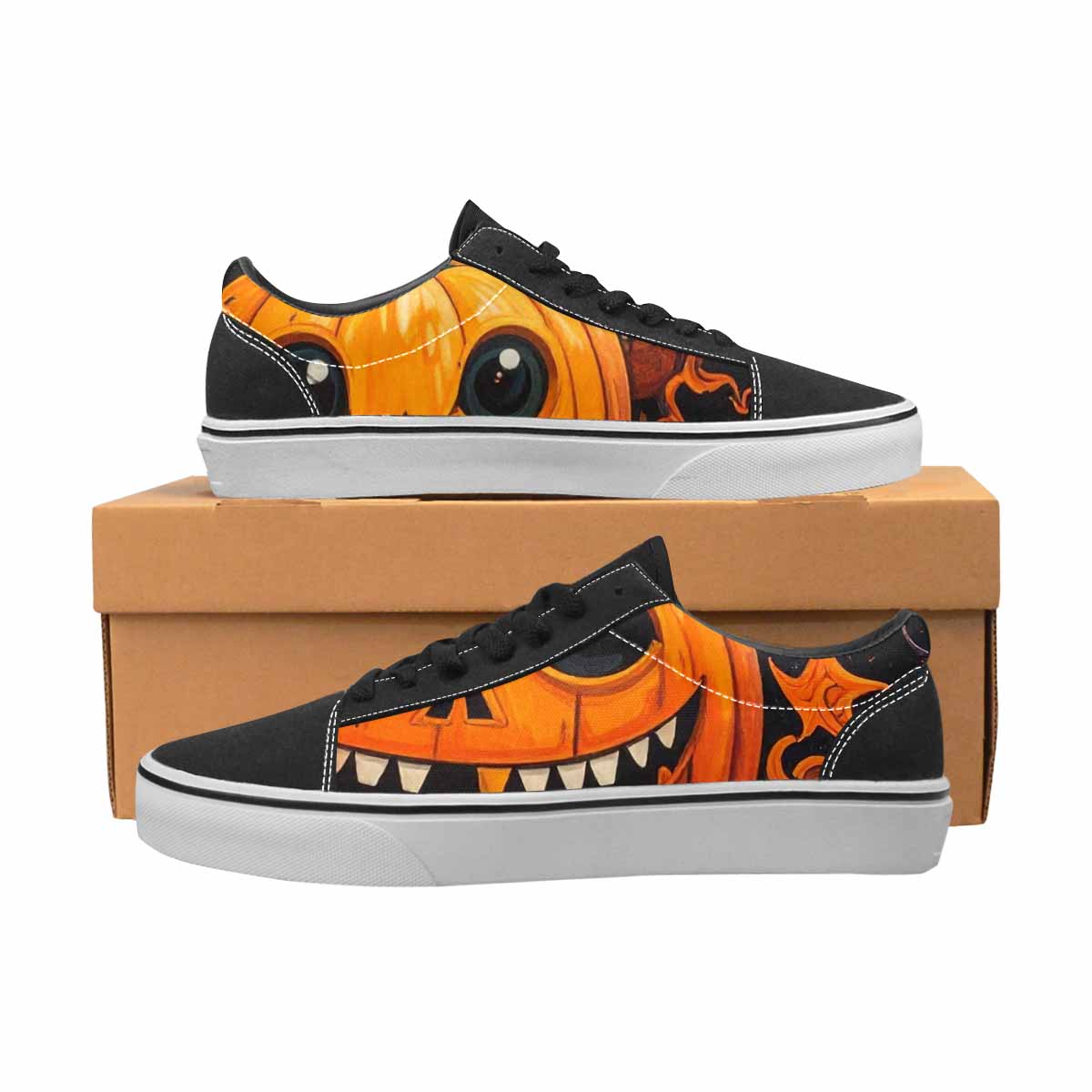 MEN'S Cartoon Pumpkin Monster Canvas Lace-Up Grunge Custom Shoes