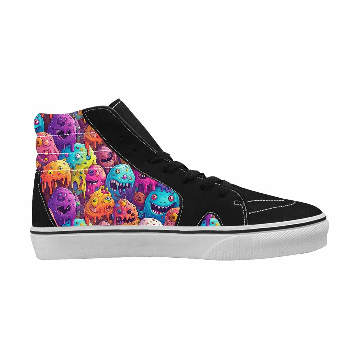 MEN'S Melting Ice Cream Monster High Top Canvas Kaleidoscope Custom Sneakers