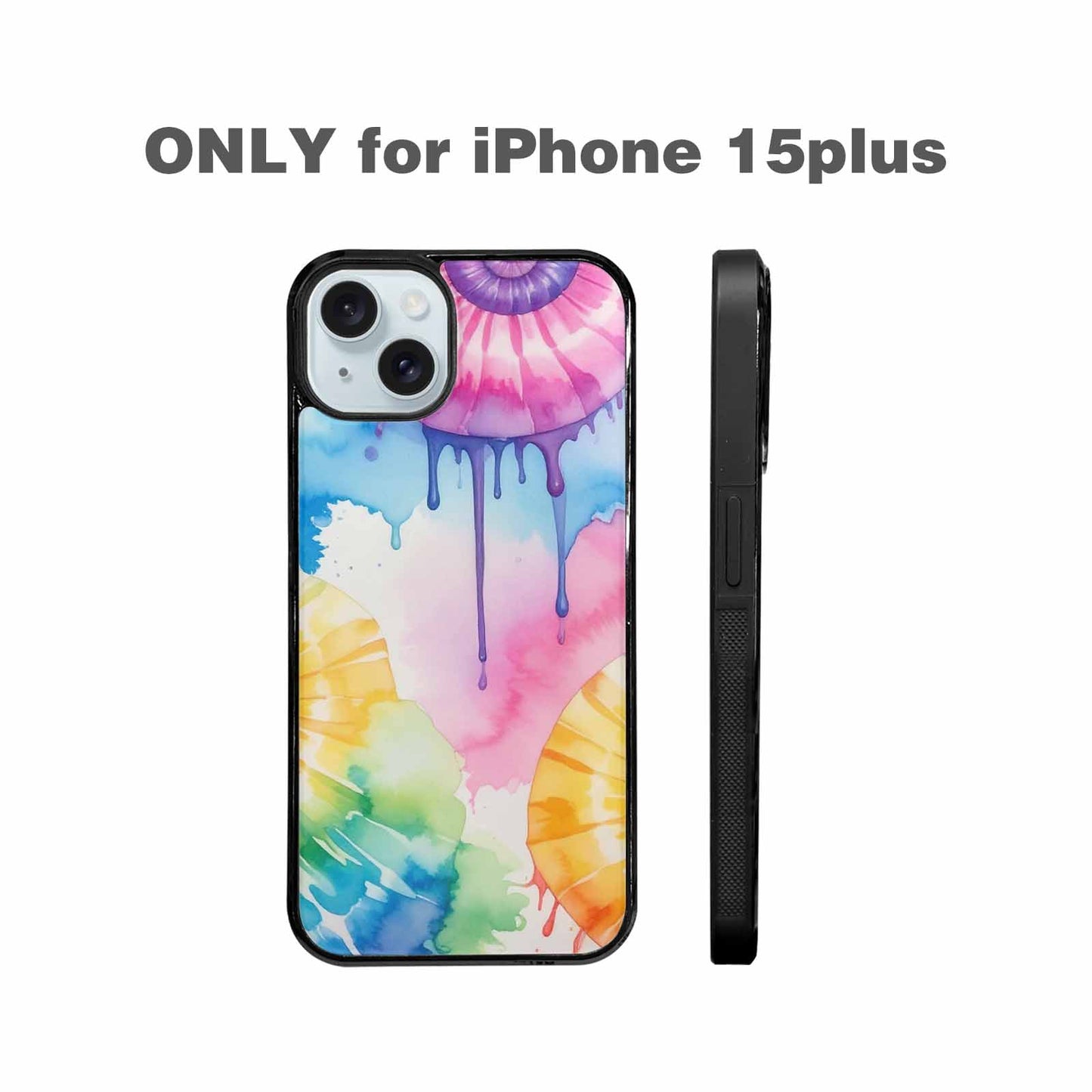 iPhone 15 Plus Case — Dripping Tie Dye Spiral, Personalized Phone Case