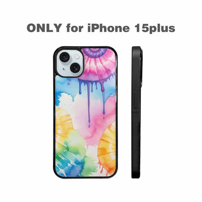 iPhone 15 Plus Case — Dripping Tie Dye Spiral, Personalized Phone Case