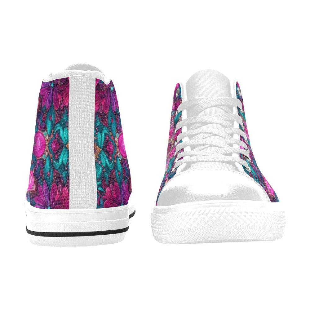 MEN'S Feminine Jeweled Skull High Top Canvas Dreamcore Custom Shoes