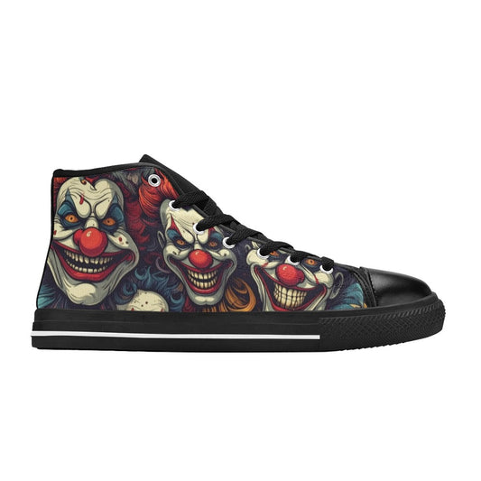 MEN'S Evil Clowns Heads High Top Canvas Vibrant Chaos Sneakers