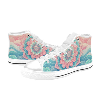 MEN'S Pastel Wave Mandala Men’S High Top Canvas Vibrant Chaos Sneakers