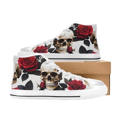 MEN'S Skulls Roses Deluxe Men’S High Top Canvas Cottagecore Custom Shoes