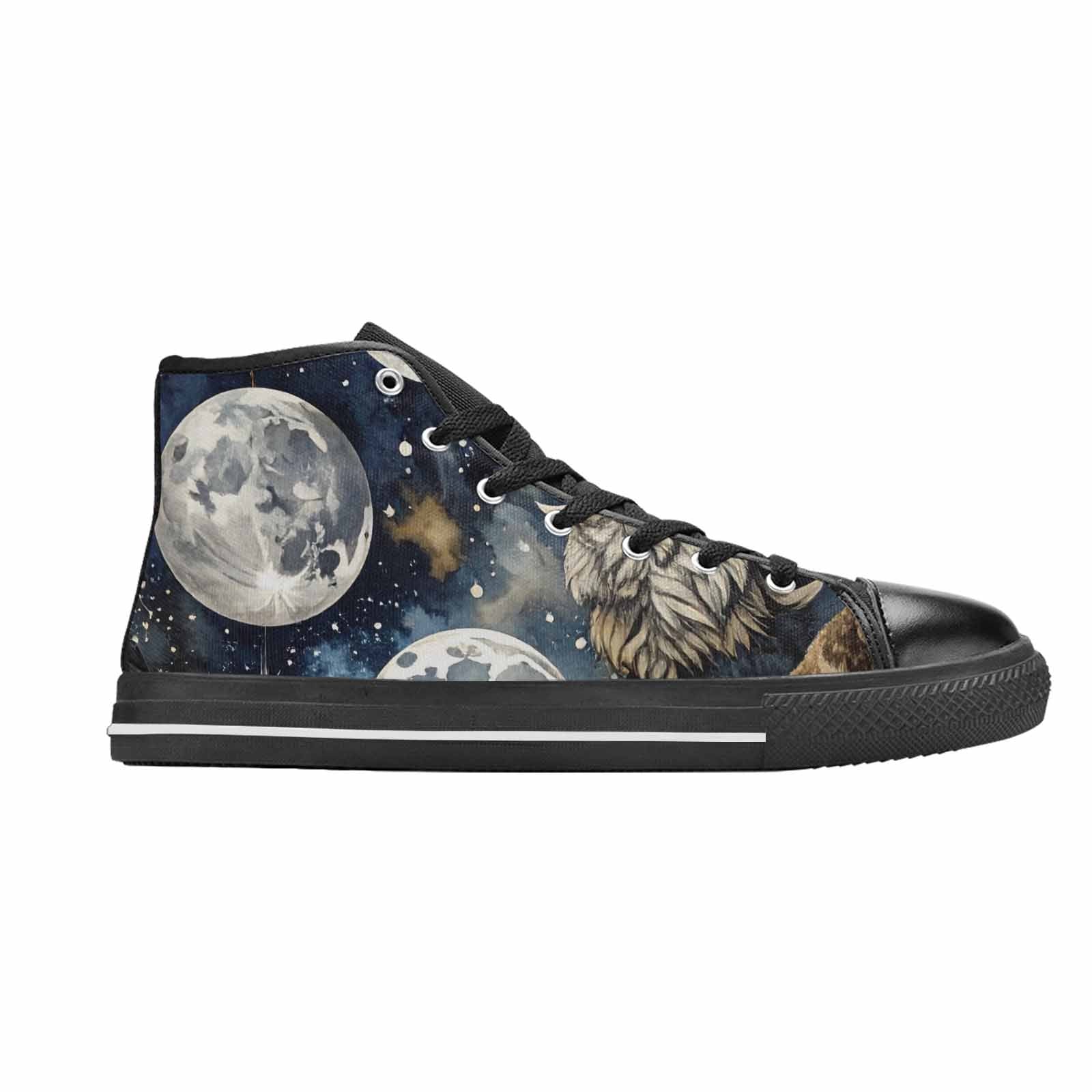 MEN'S Wolf Silhouette Moon High Top Canvas Surreal Shoes