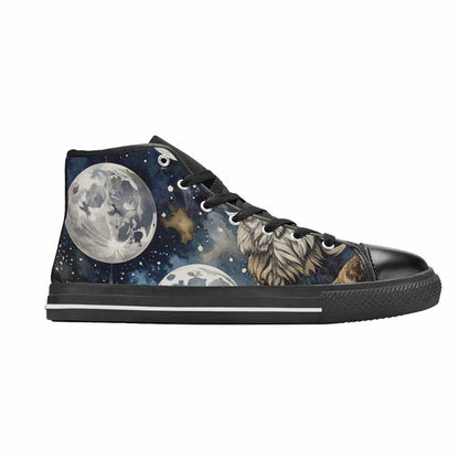 MEN'S Wolf Silhouette Moon High Top Canvas Surreal Shoes