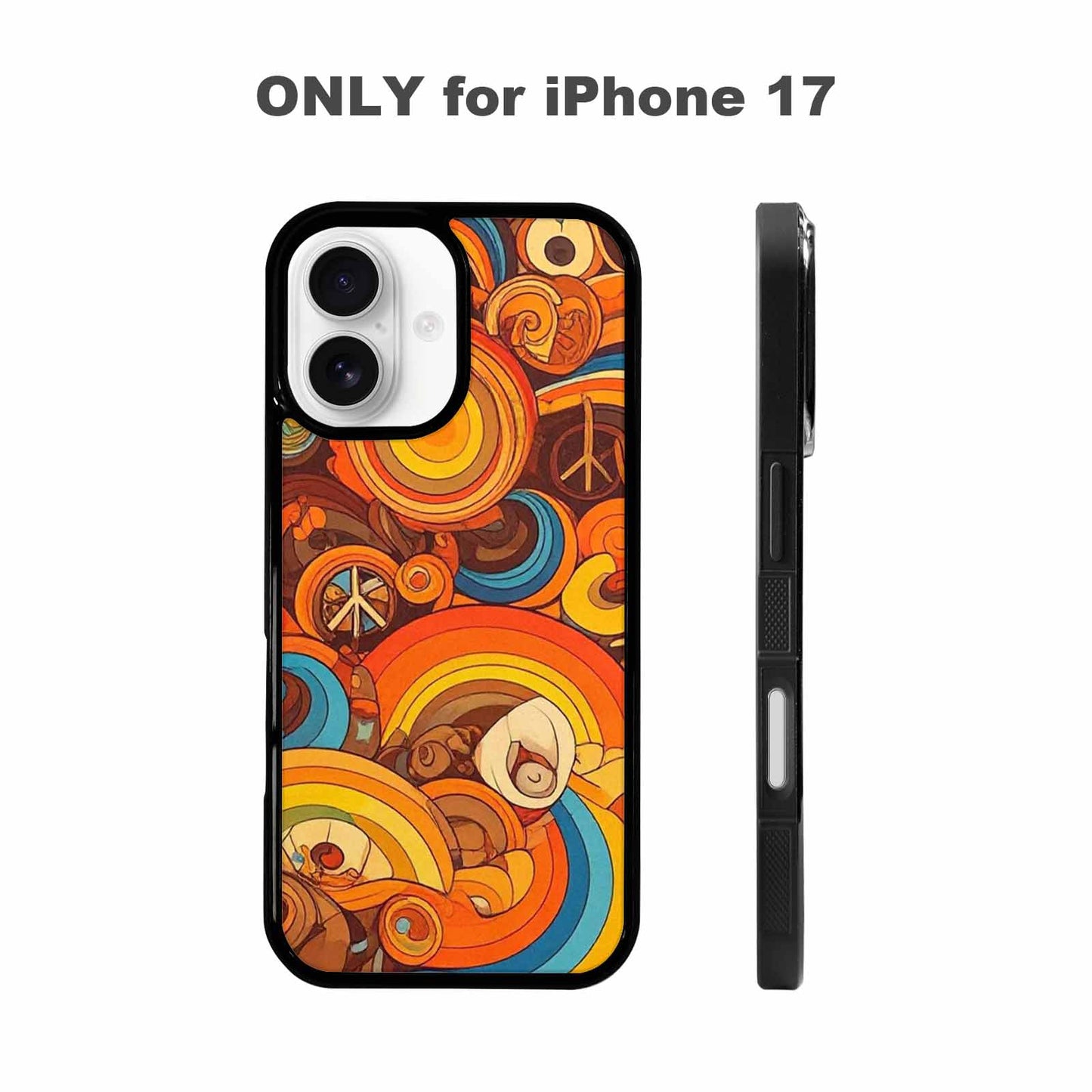 iPhone 17 Case — Small Groovy Peace Sign Original Art, Custom Printed Phone Case