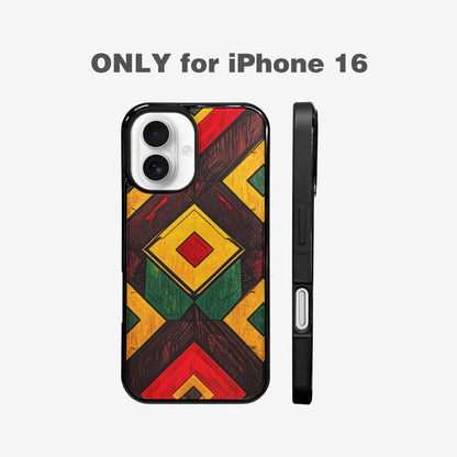 iPhone 16 Case — African Kente Cloth Inspired Pattern Geometric, Custom Printed Phone Case