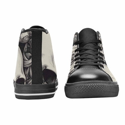 MEN'S Skulls Roses Pen Ink High Top Canvas Dreamcore Sneakers