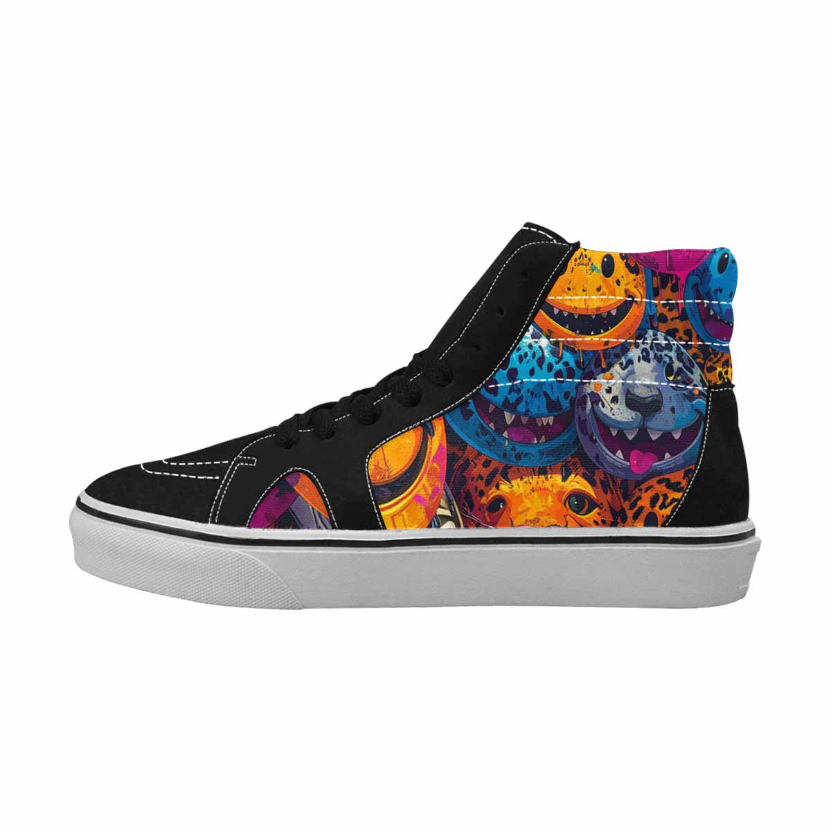 MEN'S Smiley Faces High Top Canvas Melting Art Custom Sneakers