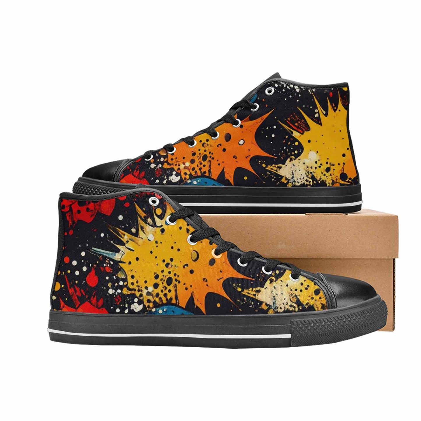 WOMEN'S Comic Book Halftone High Top Canvas Dreamcore Custom Sneakers